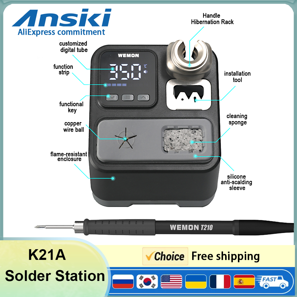 Soldering Iron Temperature Probe - Estação de Soldagem ANSIKI K21A T210