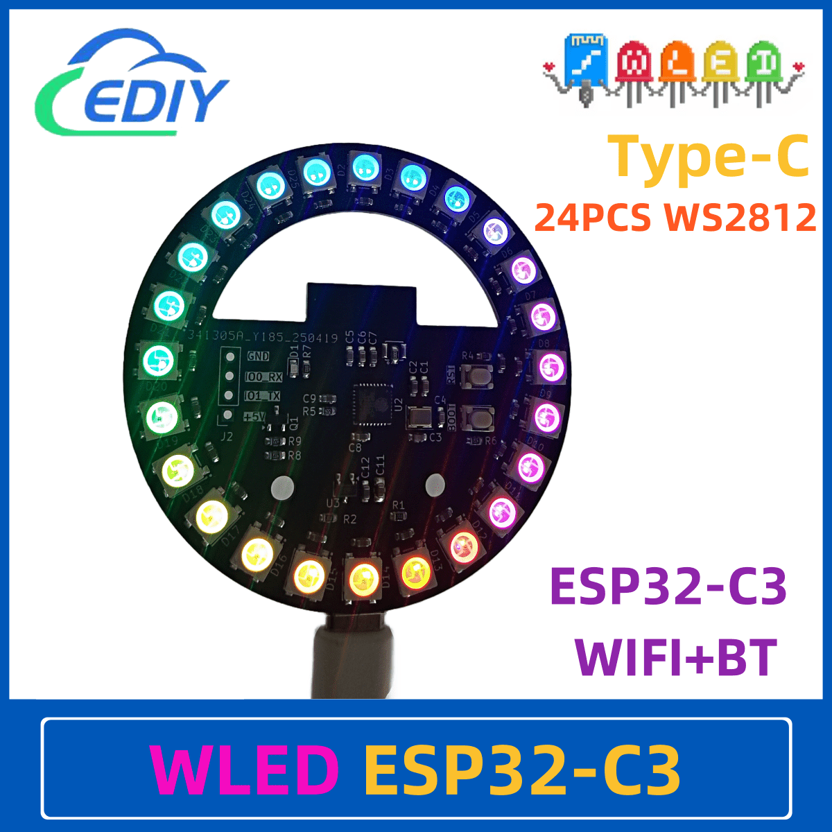 Wled ESP32-C3 placa de desenvo - Ws2812B avaliação e preço